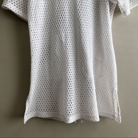 Donna Vintage Mesh Lace Zip-Up Beach Cover Up Dress | White | Size S - Picture 11 of 14